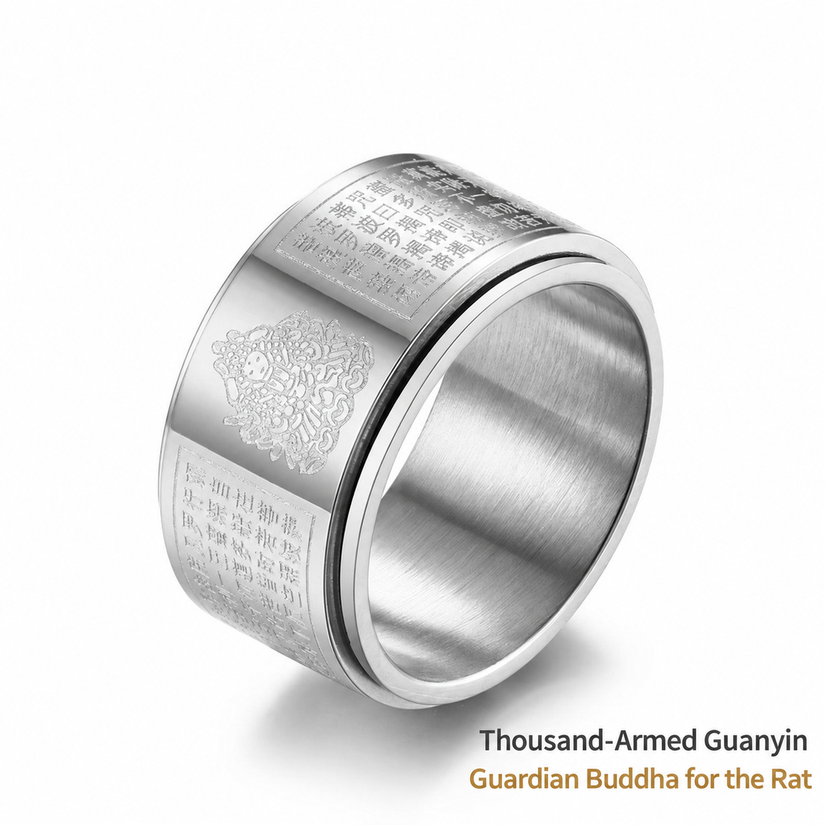 Planderful guardian Buddha ring with English zodiac guide