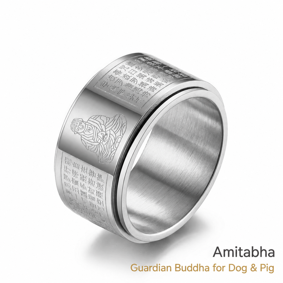 Planderful guardian Buddha ring with English zodiac guide