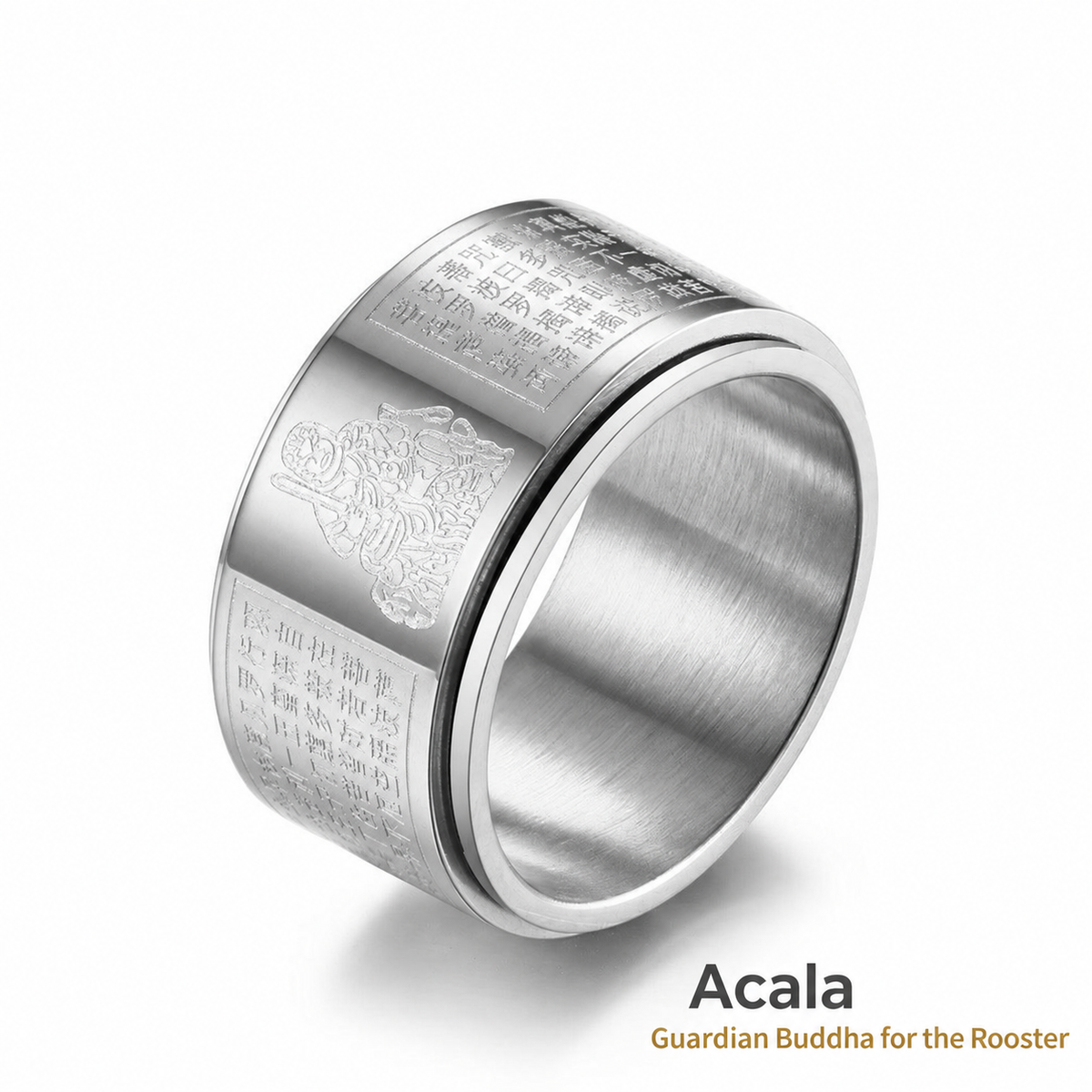 Planderful guardian Buddha ring with English zodiac guide