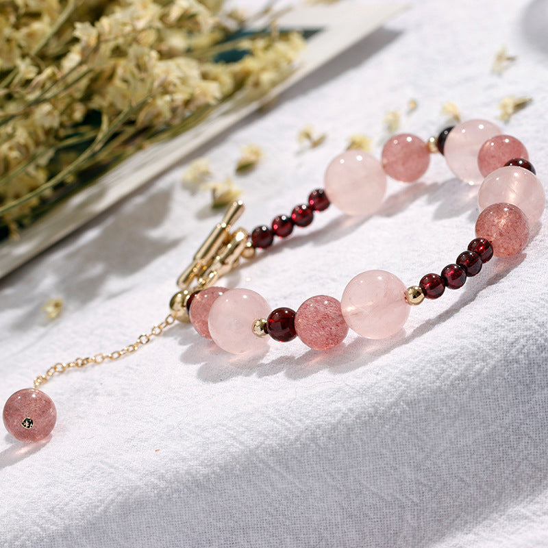Strawberry Crystal Bracelet with Garnet Accent