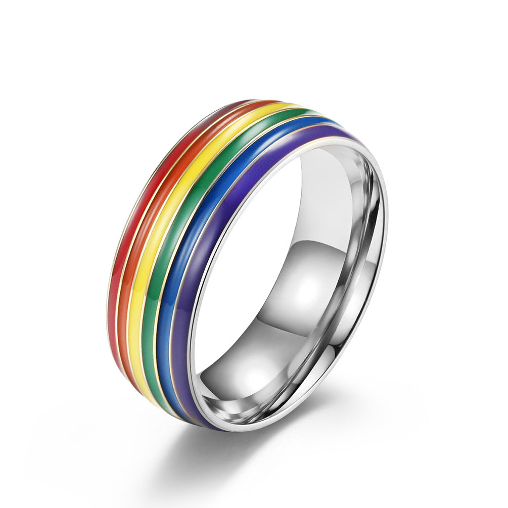 Steel Ring – Statement Rainbow Flag Everyday Wear by Planderful Jewelry Collection