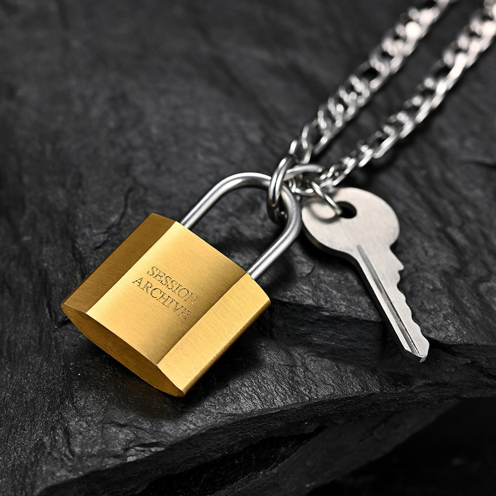 Hip-Hop Style Trendy Men's Pendant Lock and Key Necklace