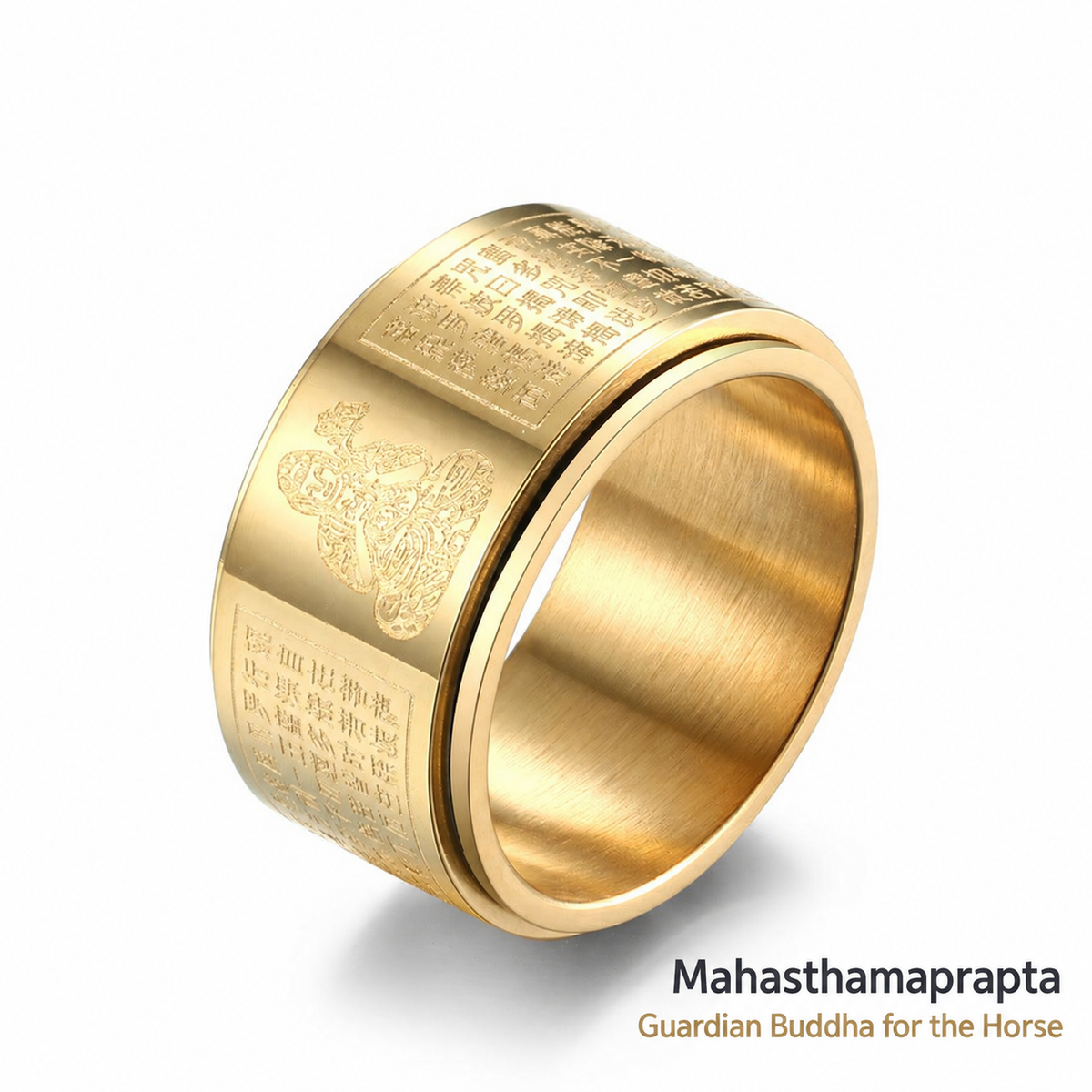 Planderful guardian Buddha ring with English zodiac guide