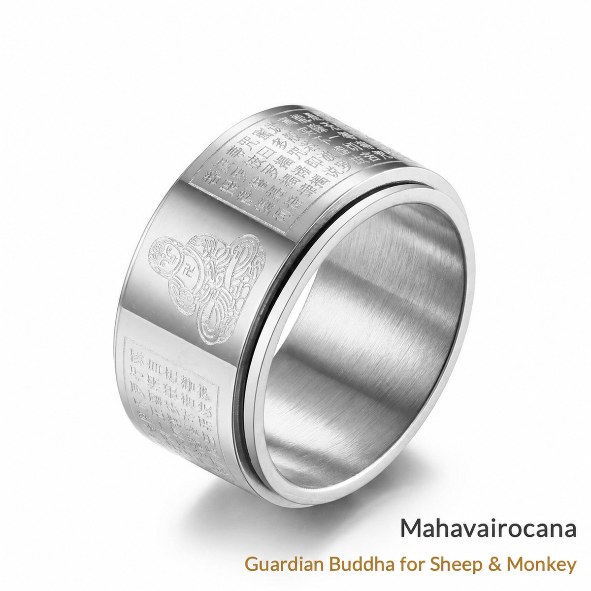 Planderful guardian Buddha ring with English zodiac guide