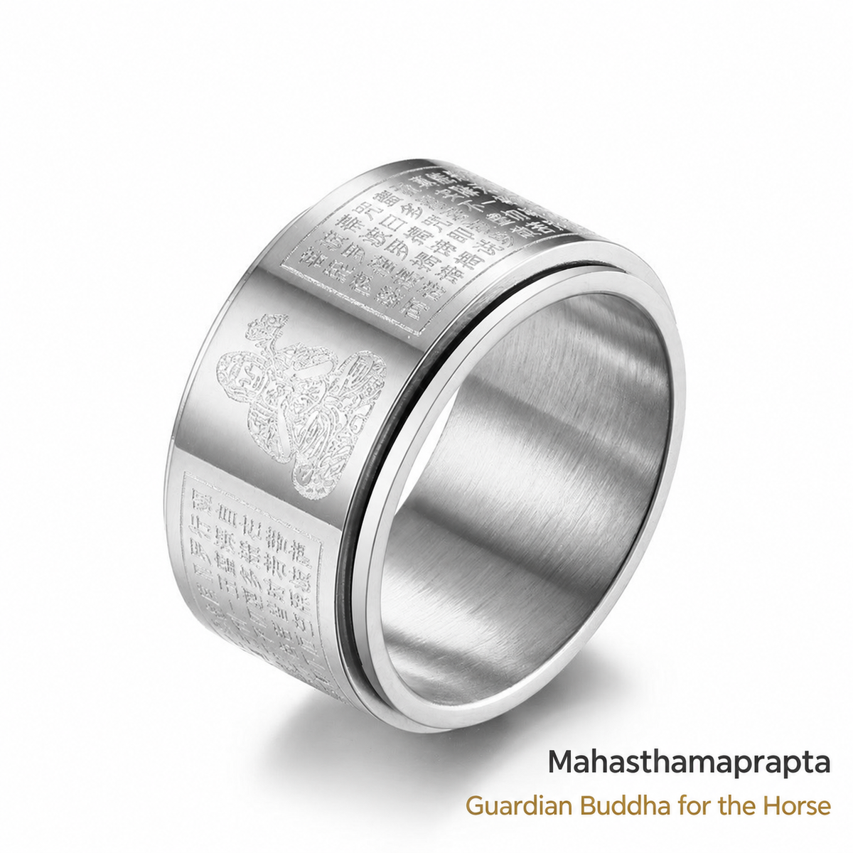 Mahasthamaprapta silver guardian Buddha ring