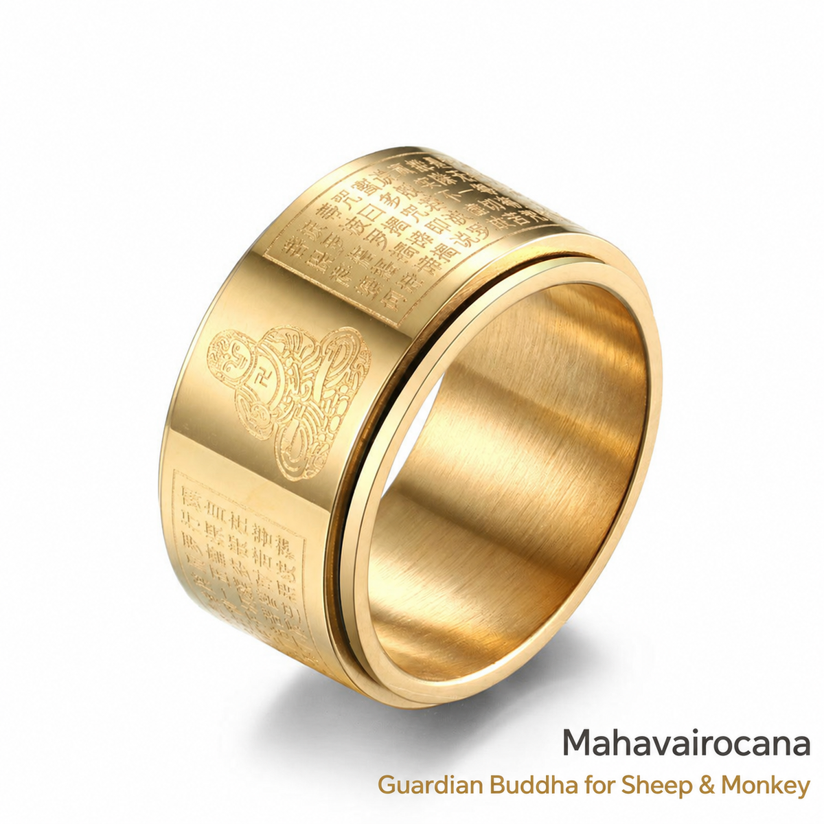 Mahavairocana gold guardian Buddha ring