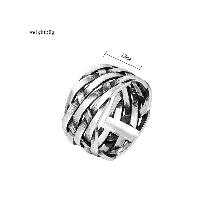 Planderful Personalized Retro Woven Titanium Steel Ring For Men Unisex Protection Statement