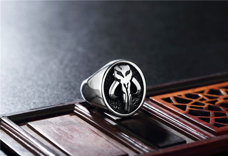 Bold Skull Signet Titanium Steel Ring