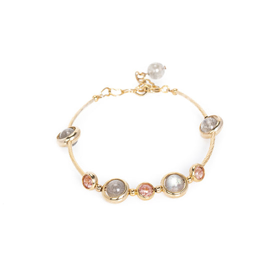 Peach Blossom Moonstone Crystal Bracelet for Mori Girlfriends Birthday Gift