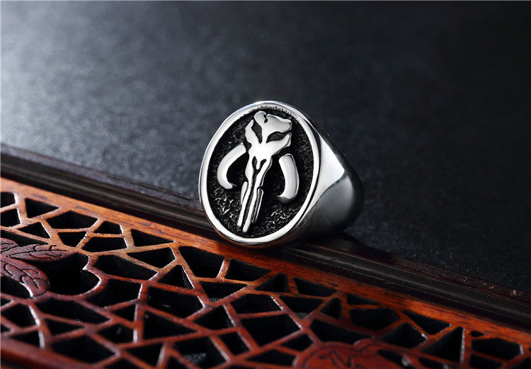 Bold Skull Signet Titanium Steel Ring
