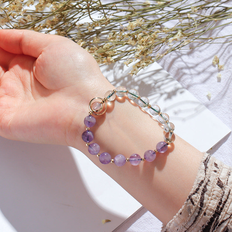 Couple's Crystal and Moonstone Sterling Silver Bracelet