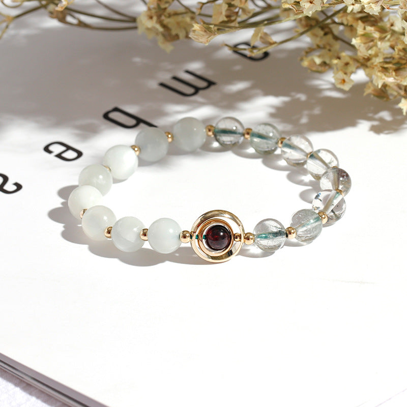 Couple's Crystal and Moonstone Sterling Silver Bracelet