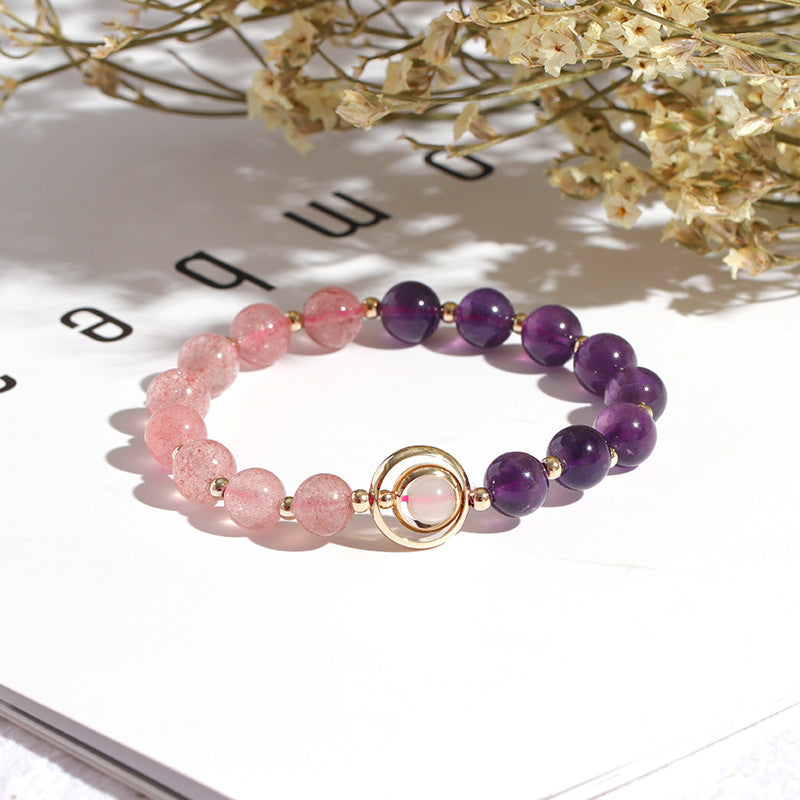 Couple's Crystal and Moonstone Sterling Silver Bracelet