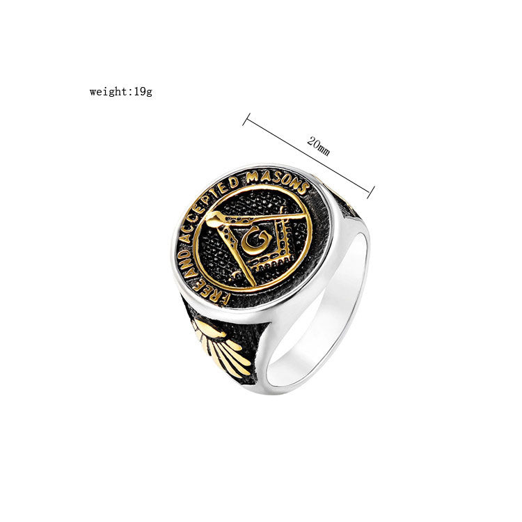 Titanium Steel Ring Masonic Punk Retro Style For Men And Women Personalized Planderful Everyday Genie