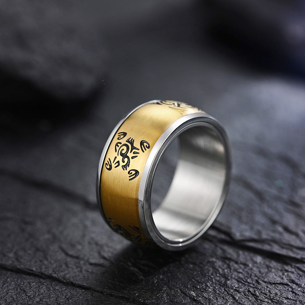Sun Moon Nebula Electric Rotatable Gold-plated Ring for Men