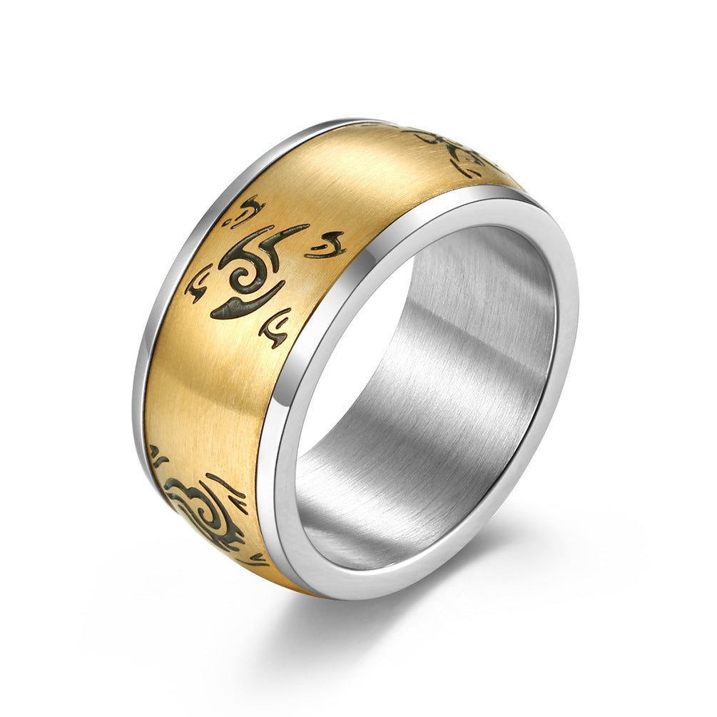 Sun Moon Nebula Electric Rotatable Gold-plated Ring for Men