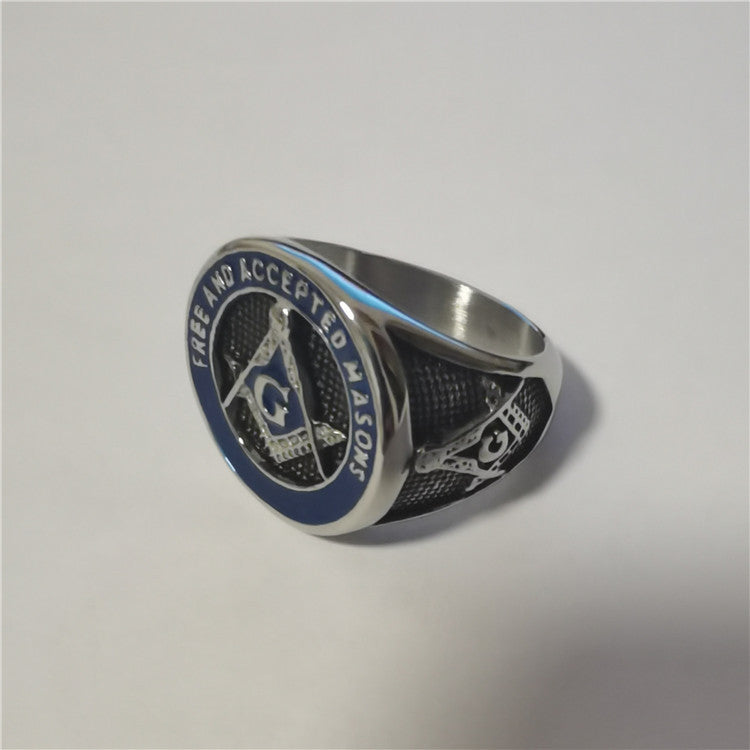 Premium Freemason Ring Titanium Steel Unisex Masonic Logo For Men Durable Protection Planderful