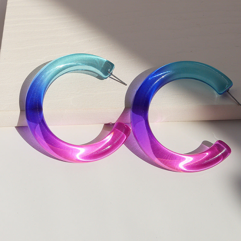 Vibrant Acrylic C-shaped Earrings from Vienna Verve Collection