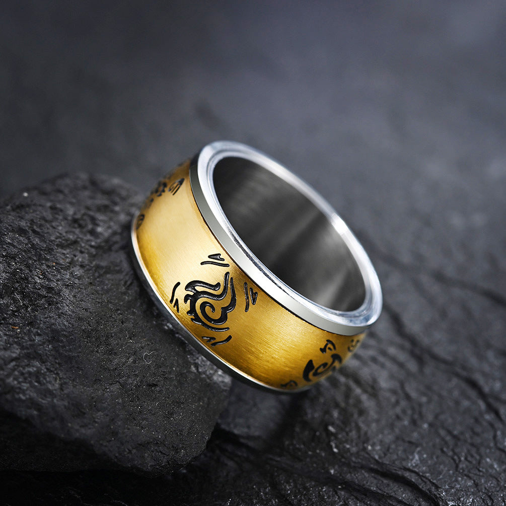 Sun Moon Nebula Electric Rotatable Gold-plated Ring for Men