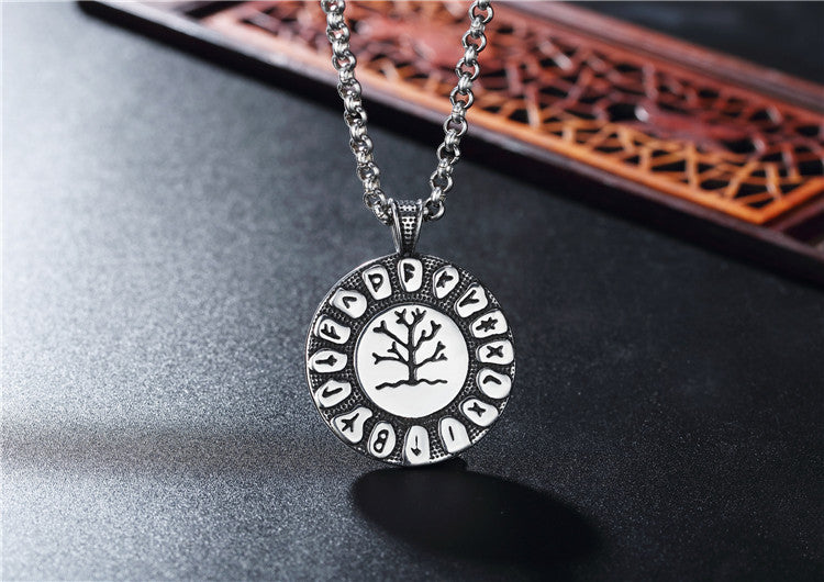 Planderful Personalized Viking Tree Of Life Rune Pendant Stainless Steel Necklace For Men And Unisex Protection