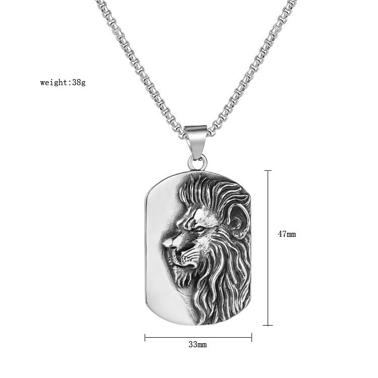 Planderful Personalized Retro Lion King Pendant Necklace For Men Unisex Titanium Steel Tag Pendant