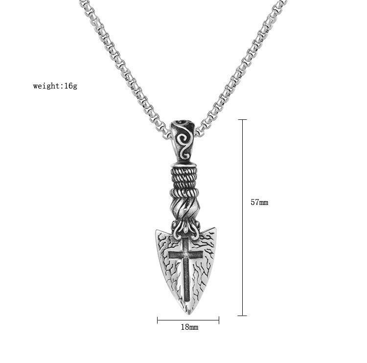 Vajra Pestle Cross Shield Vintage Pendant Stainless Steel Unisex Protection Statement By Planderful