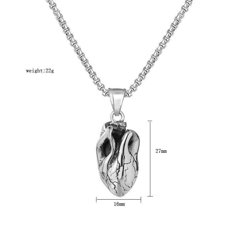 Planderful Titanium Steel Heart Pendant Necklace For Unisex Retro Protection Statement Jewelry
