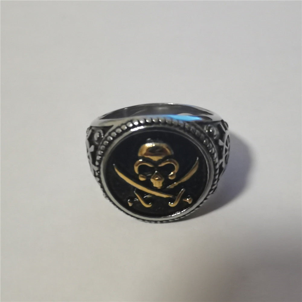 Retro Skull Signet Titanium Steel Ring