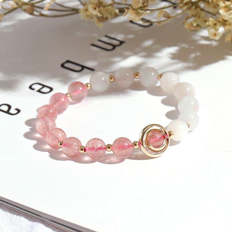 Couple's Crystal and Moonstone Sterling Silver Bracelet