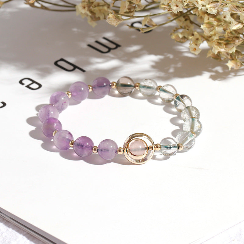 Couple's Crystal and Moonstone Sterling Silver Bracelet