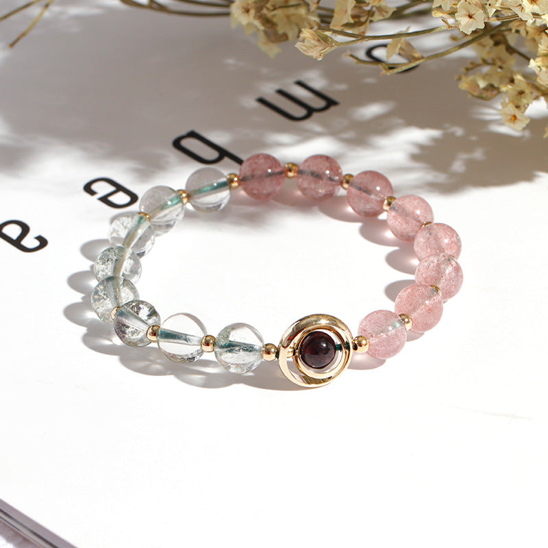 Couple's Crystal and Moonstone Sterling Silver Bracelet