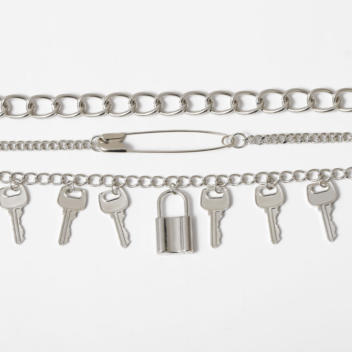 Planderful Vienna Verve Key Lock Layered Necklace for Women Exaggerated Hollow Ring Thick Chain Statement Jewelry