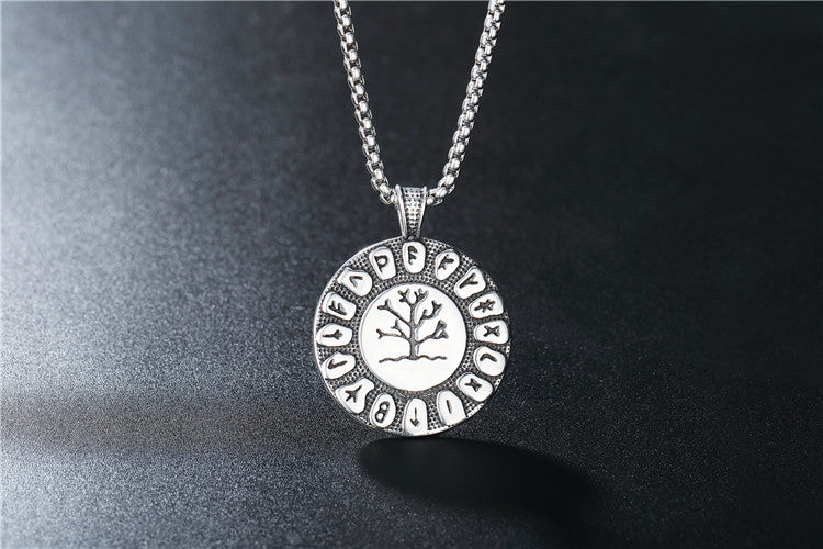Planderful Personalized Viking Tree Of Life Rune Pendant Stainless Steel Necklace For Men And Unisex Protection