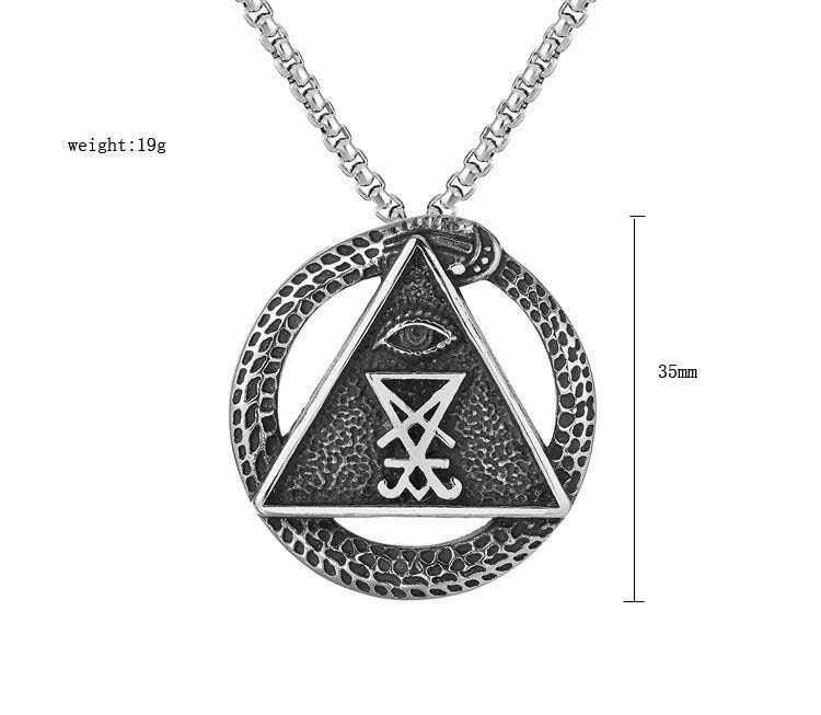 Planderful Masonic Triangle Pendant Stainless Steel for Men Unisex Retro Mystery Jewelry Protection Statement