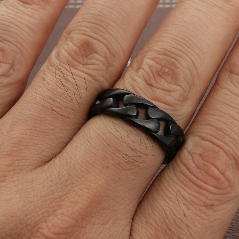 Planderful Everyday Genie Titanium Steel Chain Ring Unisex Durable Punk Rock Statement Jewelry
