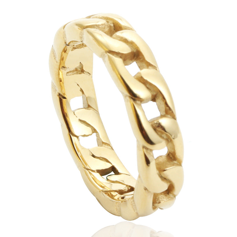 Planderful Everyday Genie Titanium Steel Chain Ring Unisex Durable Punk Rock Statement Jewelry