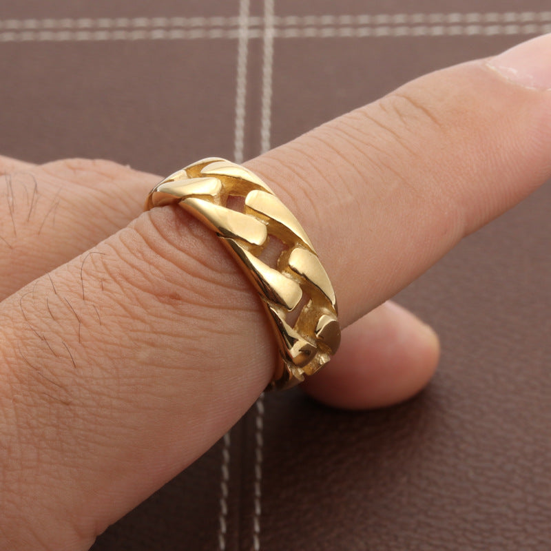 Planderful Everyday Genie Titanium Steel Chain Ring Unisex Durable Punk Rock Statement Jewelry
