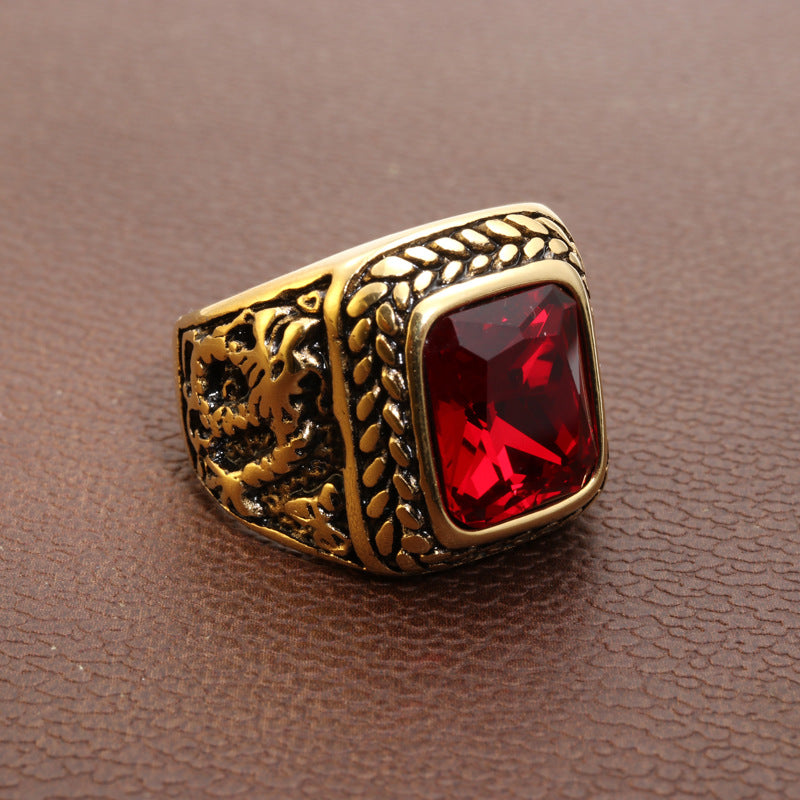 Planderful Dragon Gem Ring Unisex Stainless Steel Punk Rock Statement Jewelry Size 7 To 11