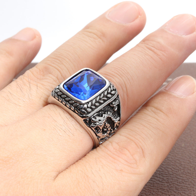 Planderful Dragon Gem Ring Unisex Stainless Steel Punk Rock Statement Jewelry Size 7 To 11