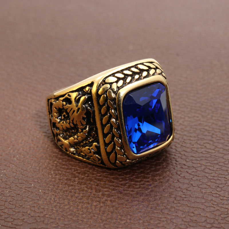 Planderful Dragon Gem Ring Unisex Stainless Steel Punk Rock Statement Jewelry Size 7 To 11