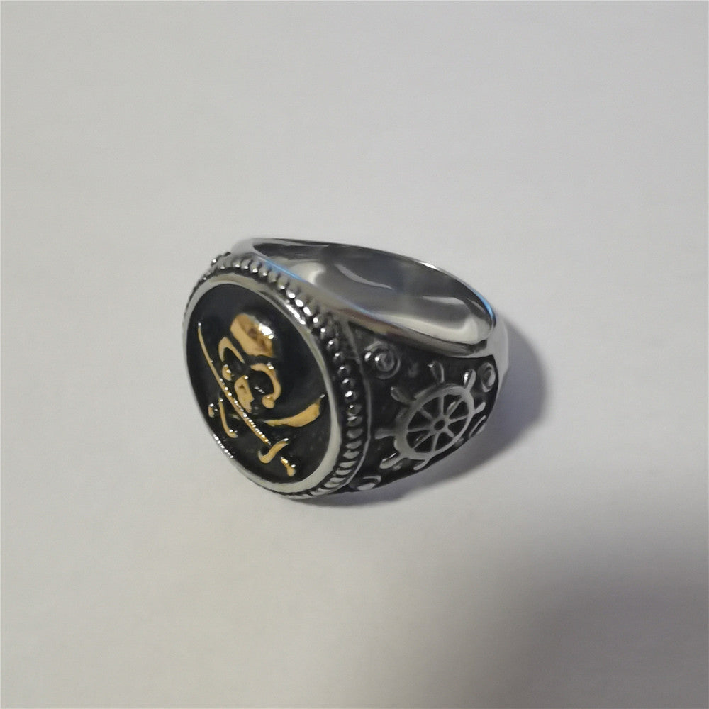 Retro Skull Signet Titanium Steel Ring