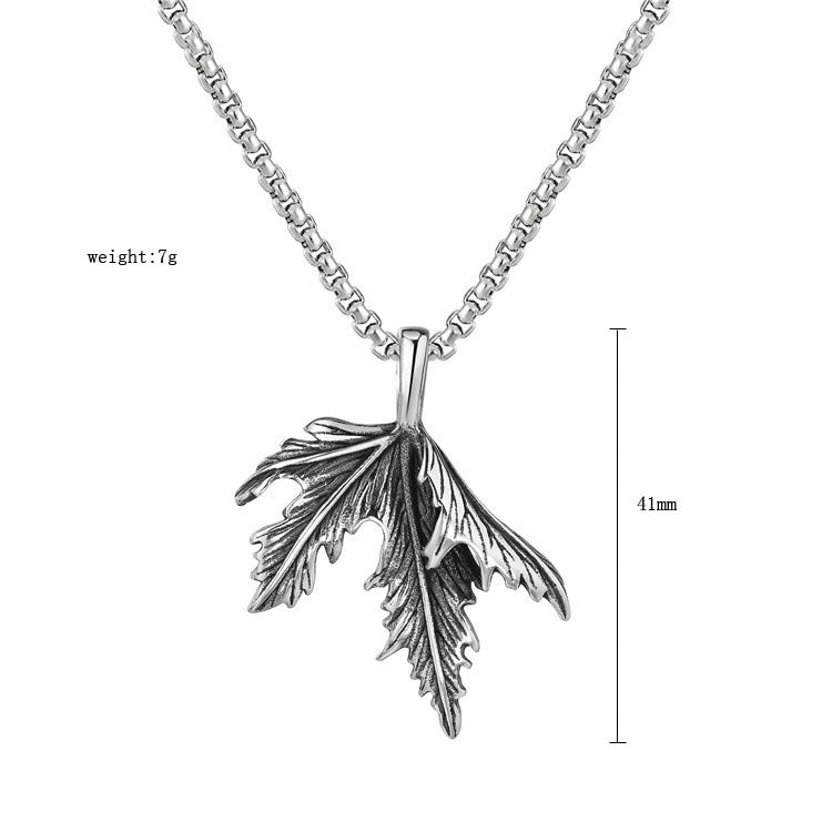 Planderful Maple Leaf Pendant for Men Unisex Titanium Steel Protection Statement Necklace