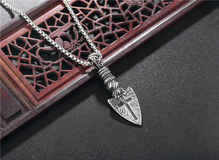 Vajra Pestle Cross Shield Vintage Pendant Stainless Steel Unisex Protection Statement By Planderful