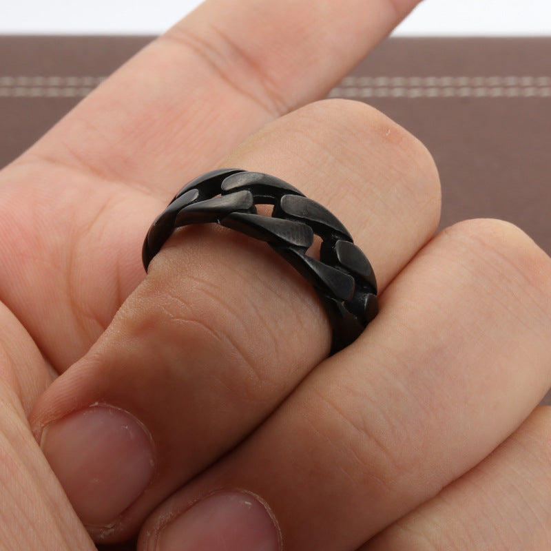 Planderful Everyday Genie Titanium Steel Chain Ring Unisex Durable Punk Rock Statement Jewelry