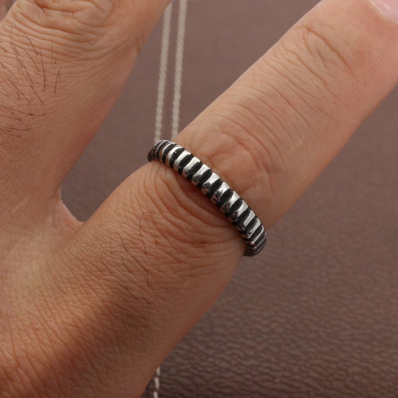 Punk Rock Titanium Steel Tire Rings for Men - Bold Stainless Steel Wheel Accessories