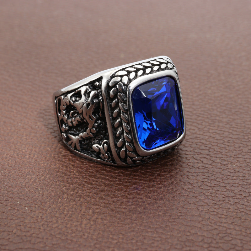 Planderful Dragon Gem Ring Unisex Stainless Steel Punk Rock Statement Jewelry Size 7 To 11