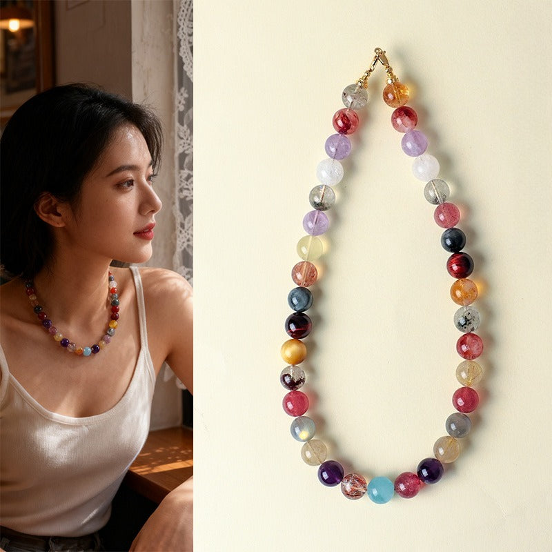 Strawberry Quartz Crystal Necklace