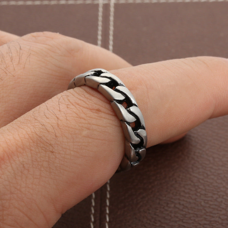 Planderful Everyday Genie Titanium Steel Chain Ring Unisex Durable Punk Rock Statement Jewelry