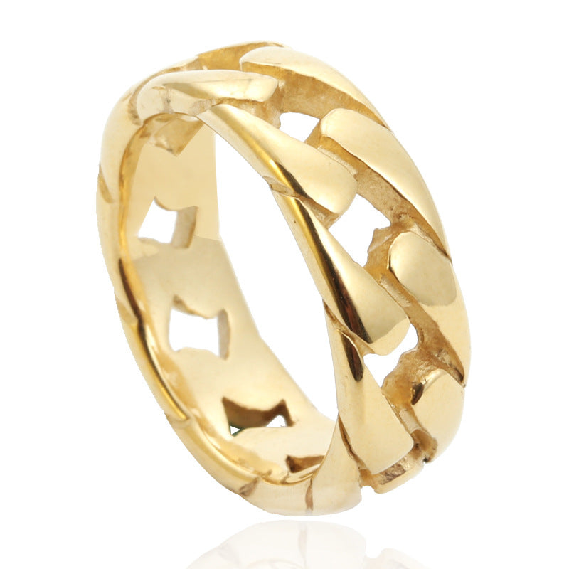 Planderful Everyday Genie Titanium Steel Chain Ring Unisex Durable Punk Rock Statement Jewelry