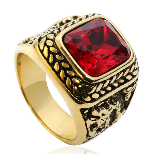 Planderful Dragon Gem Ring Unisex Stainless Steel Punk Rock Statement Jewelry Size 7 To 11